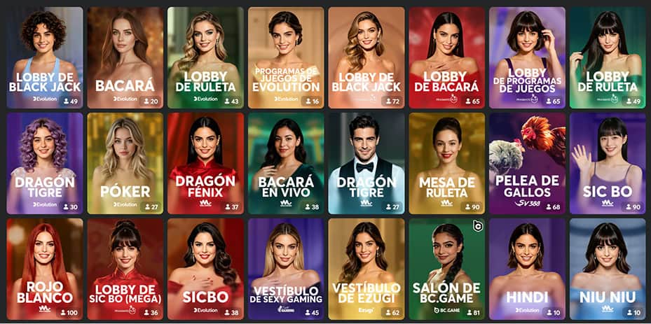 Juegos en vivo del casino BC.GAME
